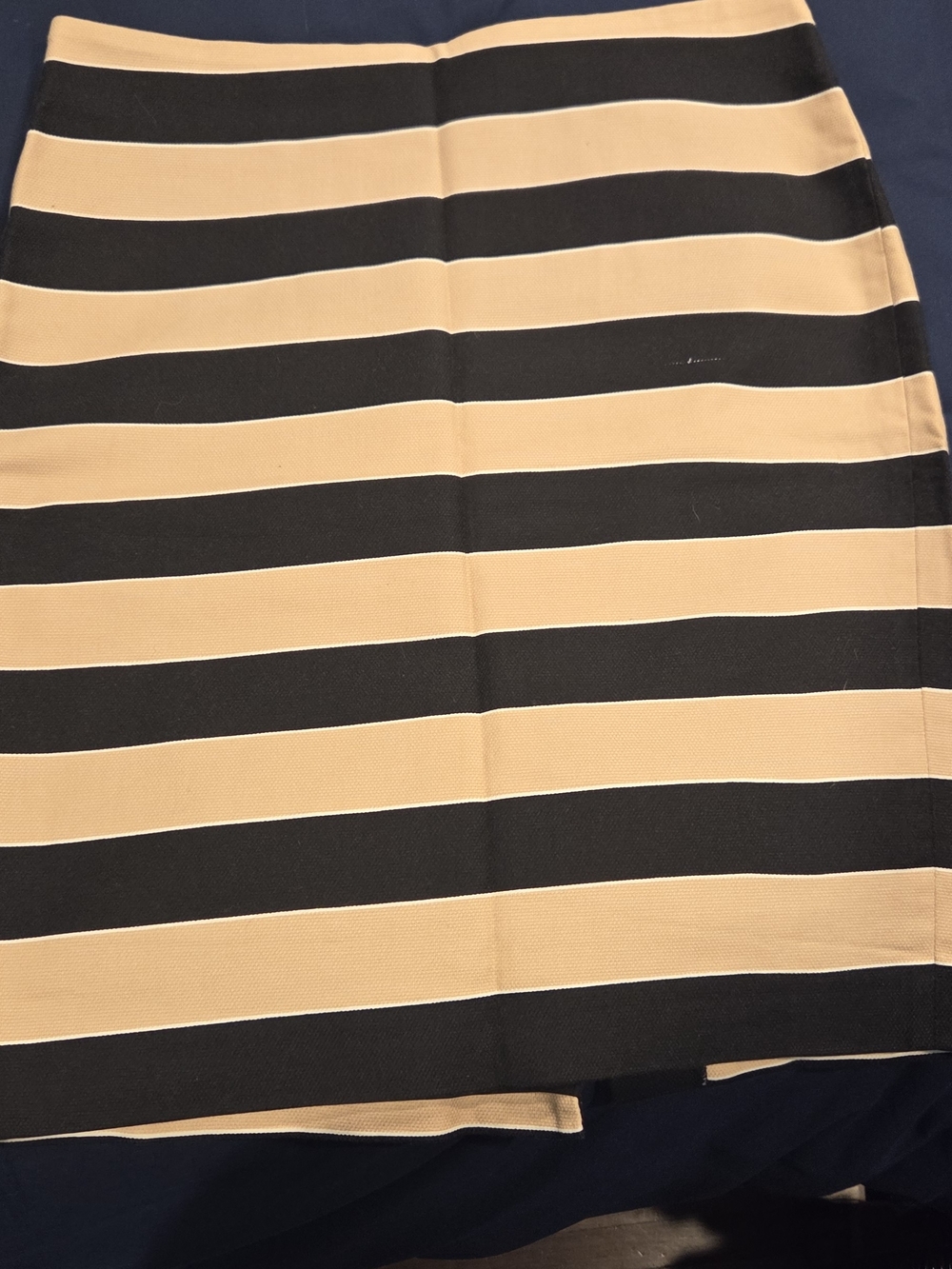 LOFT Black and Beige Striped Pencil Skirt